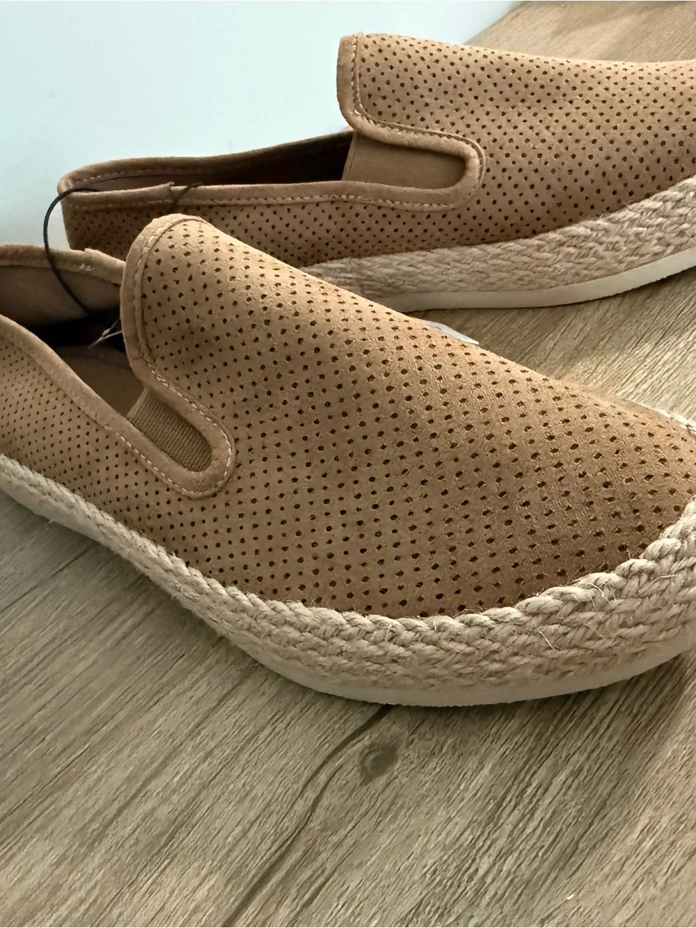 Esprit Medium Taupe Perforated Suede Slip-On Espadrilles, NWT, 8.5